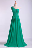 2024 One Shoulder Bridesmaid Dresses A Line Chiffon Floor PZFPCDP5