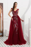 V Neck Sleeveless Tulle Long Prom Dress With PGZEDTQ4