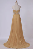 2024 New Arrival Sweetheart Full Beaded Bodice Pick Up Shirred Chiffon Skirt Floor PHT458SG