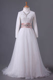 2024 Muslim Wedding Dresses Sweetheart A Line With Applique And Beads PZC81TAT