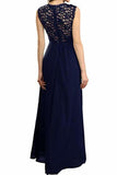 Elegant Sleeveless Round Neck Lace Dress Bridesmaid Party Festive Chiffon PDKF3SLP