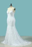 2024 Mermaid Spaghetti Straps Wedding Dresses Open Back Lace PHS9E3Z7