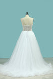 2024 A Line Spaghetti Straps Wedding Dresses Beaded Bodice Tulle PM1ABSQG