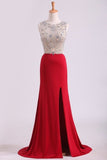 2024 Prom Dresses Scoop Beaded Bodice Spandex With Beading P1HYEK8J