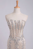 2024 Prom Dress Sweetheart Mermaid Embellished With Beads Tulle Floor PJNPT3XH