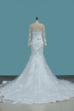 2024 Scoop Long Sleeves Mermaid Wedding Dresses With Applique Tulle PD3A6SK8