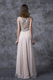 Stunning Prom Dresses Champagne Beaded Bodice And Back A-Line Scoop PJC8TKJS