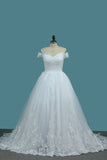 2024 Tulle A Line Off The Shoulder Wedding Dresses With PB6A45Z7