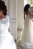 2024 New Arrival Scoop Neck Wedding Dresses A Line Tulle P54JTDK2