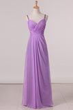 2024 Bridesmaid Dresses A Line Spaghetti Straps With Ruffles PDSLEG27