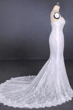 Charming Mermaid Spaghetti Straps Ivory Sweetheart Wedding Dresses with Applique STI15109