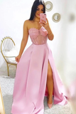 Modest A-Line Sweetheart Split Prom Dresses With STIPYMS3DHT