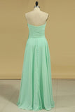 2024 Chiffon Bridesmaid Dresses Sweetheart Ruffled Bodice Floor Length A P96GTYS1