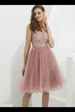 V-Neck Tulle With Beaded Short PE1S99DA