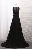 2024 New Arrival Scoop A Line Prom Dresses With Applique And P3RRJXLJ