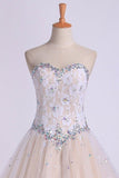 2024 Quinceanera Dresses Sweetheart Beaded Neckline And Waistline Ball Gown PM7KJB4L