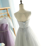 Elegant A-Line Round Neck Purple Tulle Short Cute Mini Homecoming Dresses