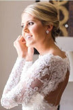 Charming Lace Long Sleeves Open Back With Trailing Wedding Dresses