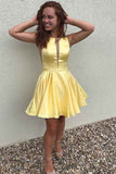 Sleeveless Satin A Line Knee Length Homecoming Dresses