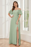 A-line Off the Shoulder Chiffon Bridesmaid Dresses