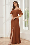 A-line Off the Shoulder Chiffon Bridesmaid Dresses