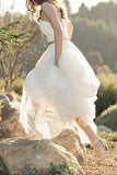 Elegant Ivory A-Line Sweetheart Floor-Length Tulle Long Sleeveless Wedding Dress