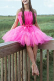 Cute Strapless Tulle Short Homecoming Dresses