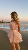 Pink Strapless Sleeveless Short Homecoming Dresses