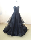 Hot Sale Charming Sweetheart A-line Tulle Floor Length Strapless Sleeveless Evening Dresses