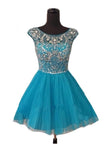 Blue Short Prom Dresses Homecoming Gowns Fitted Party Dress Sparkly Cocktail Dress