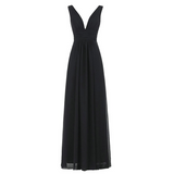 A Line V-neck Long Chiffon Prom Dresses Evening Dresses