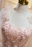 Pink Spaghetti Straps Sweetheart Tulle Homecoming Dresses