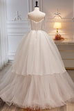 Elegant Ivory Spaghetti Straps Bowknot A Line Tulle Long Prom Dresses