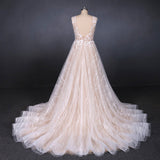 Gorgeous Long Backless Wedding Dresses Ivory Lace Wedding Gowns