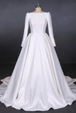 Vintage Backless White Wedding Dresses With Sleeves Elegant Wedding Gowns