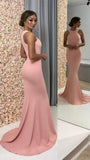 Charming Sheath Mermaid Long Pink Simple Prom Dresses