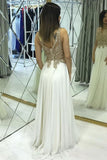 Pretty Ivory Chiffon Long Beading A-line Prom Dresses For Teens