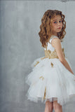 Satin Sleeveless With Beaded Appliques Round Neck Ball Gown Flower Girl Dresses