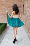 A Line V Neck Spaghetti Straps Pleated Chiffon Cheap Mini Homecoming Dresses