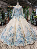 Newest Long Sleeves Ball Gown Wedding Dresses With Appliques