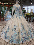 Newest Long Sleeves Ball Gown Wedding Dresses With Appliques