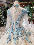 Newest Long Sleeves Ball Gown Wedding Dresses With Appliques