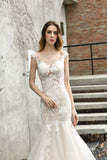 Charming Lace Sleeveless Mermaid Wedding Dresses