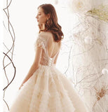 Elegant High Neck Ball Gown Wedding Dresses Short Sleeve Quinceanera Dresses