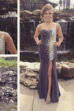 Mermaid New Style Grey Prom Dresses Sexy Beading Evening Gown Elegant Party Gowns