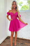 A Line Off-the-shoulder Lace Appliques Homecoming Dress