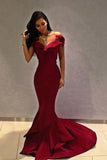 2024 Satin Evening Dresses Mermaid Off The Shoulder Sweep PP88ZJSA