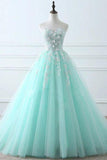 Sweetheart Puffy Tulle Prom Dress With Lace Appliques Long Graduation STIPKFJ5ZSA