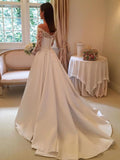 Princess Off the Shoulder Modest Wedding Dresses with Lace Long Sleeves STI15302