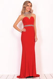 2024 Prom Dresses Mermaid High Neck Spandex With Beading PYD42DRK